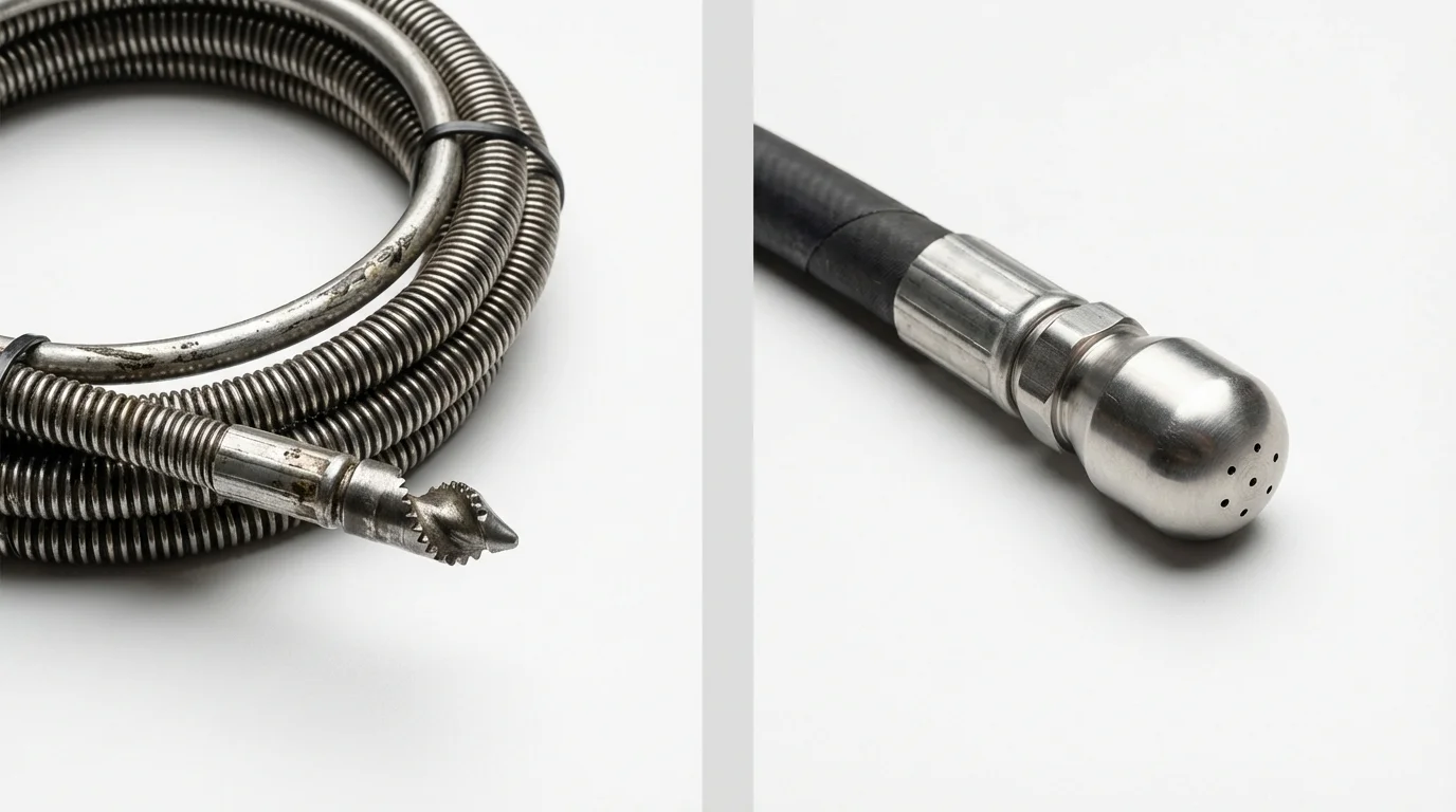 Drain snake cable and hydro jetting nozzle used for drain cleaning in Tierra Amarilla, NM