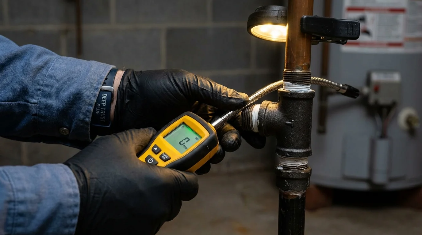 Gas leak detection with electronic sniffer by Johns Plumbing LLC in Tierra Amarilla