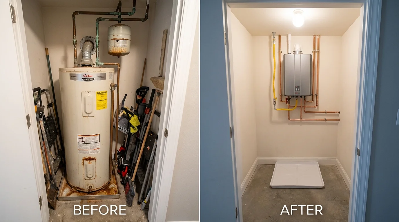 Tank water heater versus wall-mounted tankless unit comparison for Tierra Amarilla, NM homeowners